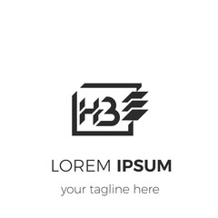 The HB letter monogram logo with a square frame line style decorated with three roofs, an elegant yet simple logo.