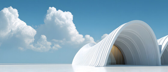 Futuristic White Curved Architecture Under Blue Sky