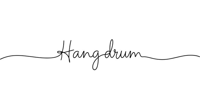 Minimalist hangdrum word art with elegant calligraphy. No editable strokes