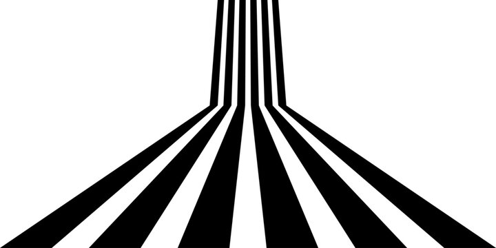 3d dimensional effect dynamic curve lines. Abstract perspective line stripes, road theme isolated on white background