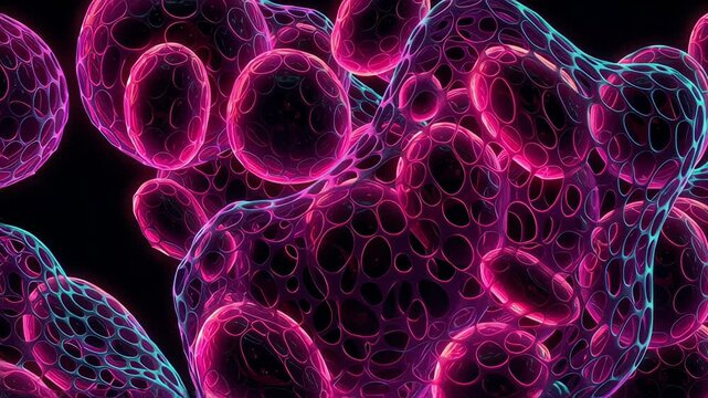Abstract cellular network glowing pink and purple