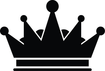 Illustration of a crown silhouette with geometric shapes and spheres on a plain background viewed from front