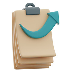 Clipboard With Upward Arrow 3d illustration