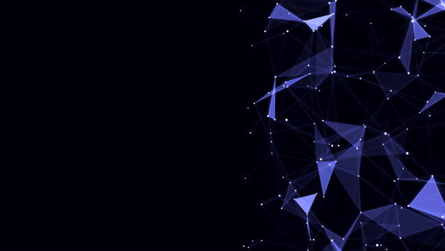 Technology network connection artificial intelligence. Abstract vector business design. Futuristic blue grid neural networks. Motion big data on space. Virtual cyber security background.