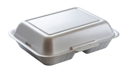 White takeaway food container with closed lid on transparent background