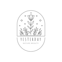 Flower botany minimalist logo design vector