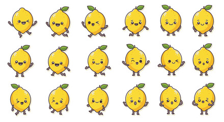 Fototapeta premium Cute lemon characters with various expressions and poses 