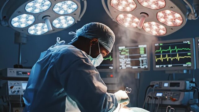 Surgeon performing surgery in operating room