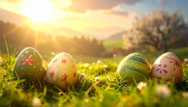 easter eggs in grass