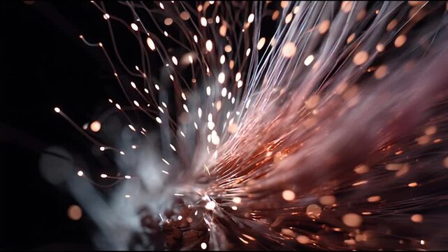 Dynamic explosion of light and energy particles bursting outward from a central point