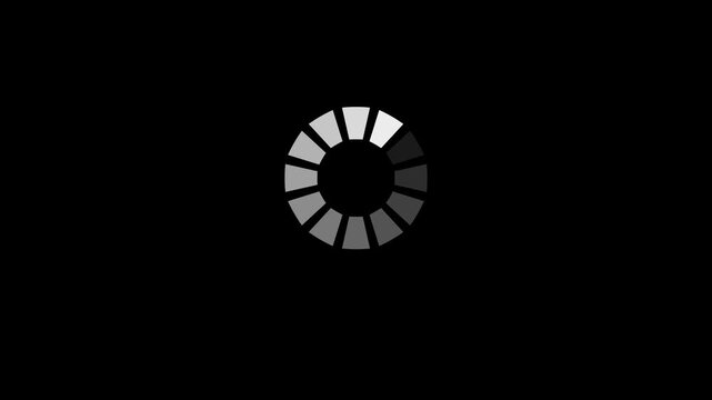 Loading wheel animation on black background. Animated of circle loading icon. Wheel loading. Loading circle icon animation. Animated of circle loading icon 4k video