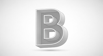 Fototapeta premium Modern 3D silver letter B with sleek design