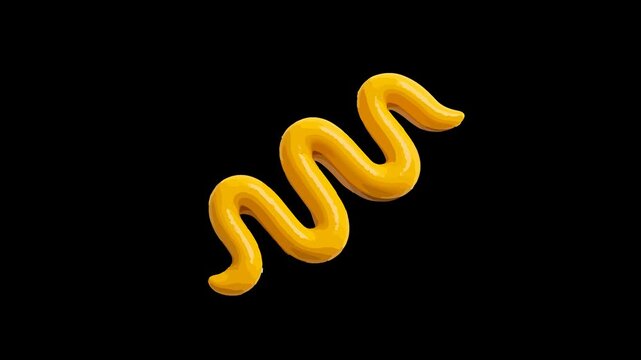 Yellow Wavy Brushstroke on Black Background abstract