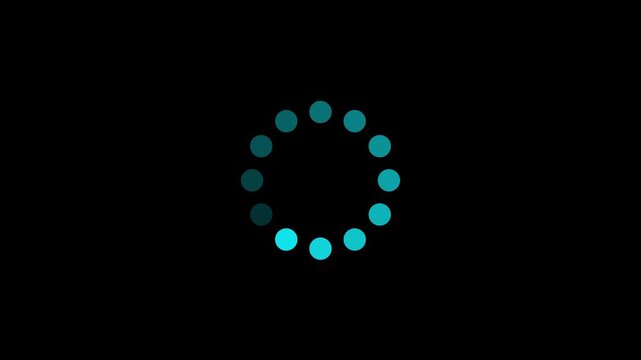 Loading wheel animation on black background. Animated of circle loading icon. Wheel loading. Loading circle icon animation. Animated of circle loading icon 4k video