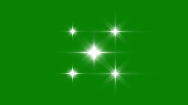 5-star rating, glittering twinkle stars burst with fairy shimmer dust, dynamic light streaks, and radiant festive overlay animation glowing beautifully ona  green screen background in 4K