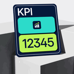 Fototapeta premium KPI Key Performance Indicator Board with Numbers and Graph Icon.