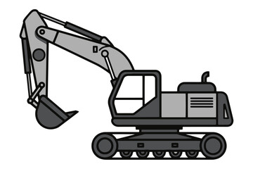 Naklejka premium Construction Excavator Minimal Flat Simple Shapes Vector