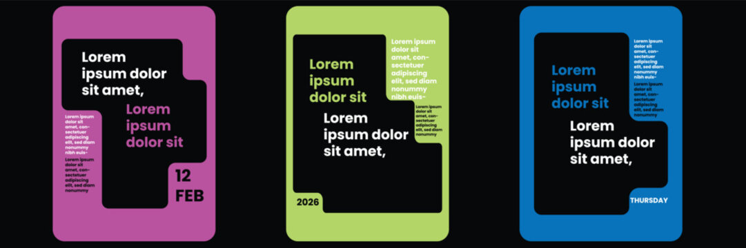 Vibrant Neon Event Poster Template Set with Bold Typography