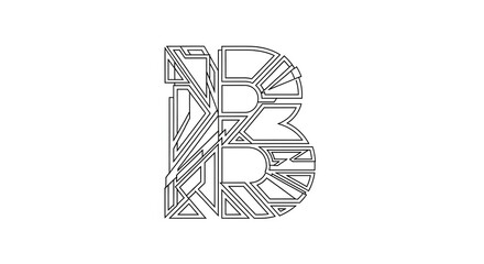 Geometric letter B with abstract lines and shapes