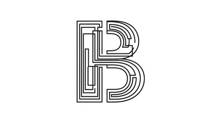 Modern monogram letter B logo design with layered lines