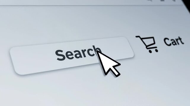 Computer screen with search bar and cursor