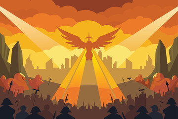 Sky Battlefield Between Two Winged Armies