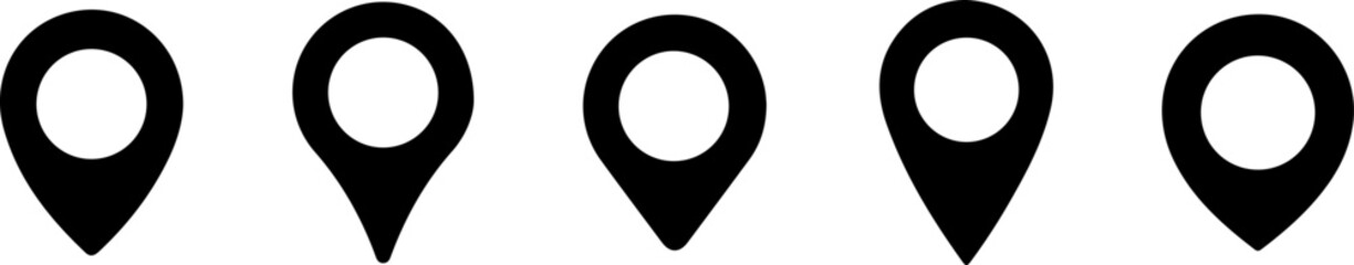 Location pin icon. Map pin place marker. Location icon. Map marker pointer icon set. GPS location symbol collection. Flat style - stock vector. © Ajimul
