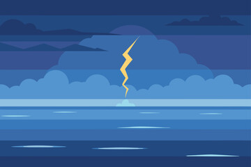 Ocean Thunderstorm On Distant Horizon