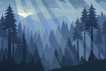 Foggy Forest With Sun Rays