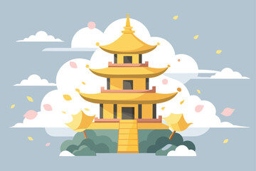 Golden Pagoda On Floating Cloud