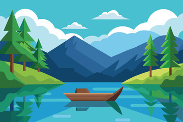 Hidden Forest Lake With Sky Reflection