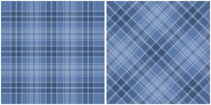 Dual Blue Plaid Textile Patterns, Tablecloth squares, Scottish tartan pattern