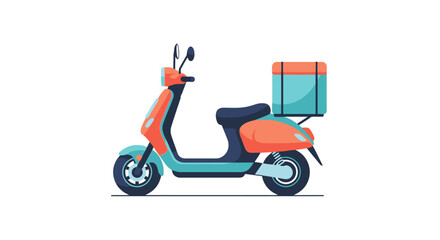Obraz premium Delivery scooter with packages riding on city road
