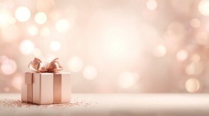 Elegant gift box on bokeh background