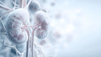 Human Kidney Anatomy Medical Illustration Closeup.