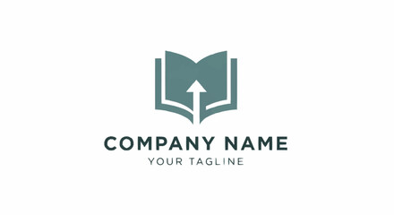 Book Logo Design with Arrow Symbol.
