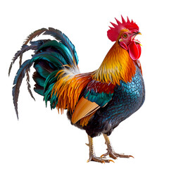 Vibrant colorful rooster standing proudly on farm animal background high resolution transparent png photo