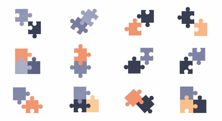 Fototapeta premium Collection of Puzzle Pieces in Various Colors.