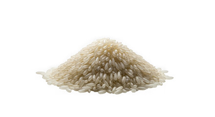 Pile of white rice grains in triangular shape on plain surface transparent background