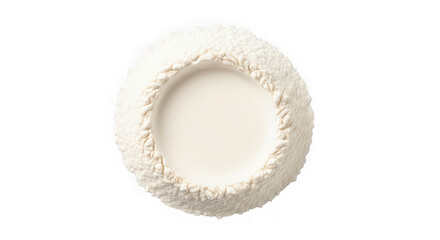 Top view of a rustic stone plate with textured rim and smooth interior surface transparent background