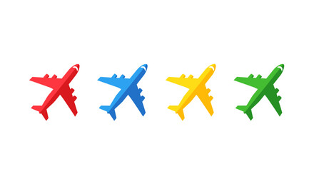 Colorful Air Fleet: A vibrant collection of colorful airplanes, each a unique hue, stand in formation. Showcasing the beauty of aviation.
