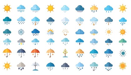 Weather Icons Set - A Comprehensive Collection for Forecasting.