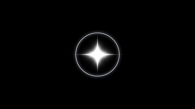 Twinkling star motion graphics with radiant energy explosion, circle blast, fireworks, line, star light trails, and cosmic shimmer transition effect on a black screen, cinematic 4K sparkle animation