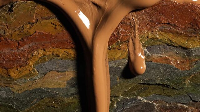 Earth's Core Viscosity A symbolic representation of ancient, slow-moving geological processes using thick, dripping substances.