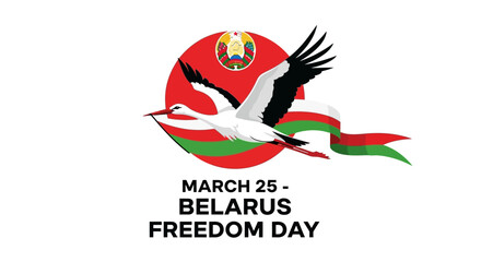 Belarus Freedom Day celebration with flying stork and national flag