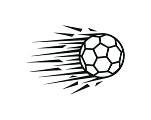 Obraz premium Football Club Logo Badge with Flying Soccer Ball and Ribbon, Professional Sports Team Emblem Vector