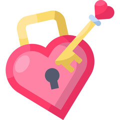 Heart Lock Flat Icon