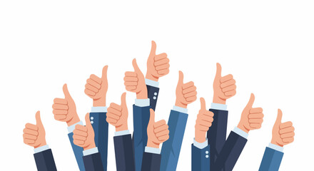 Fototapeta premium Many hands in suits give a thumbs-up, creating a pattern of approval