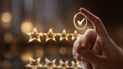 Five golden stars rating concept