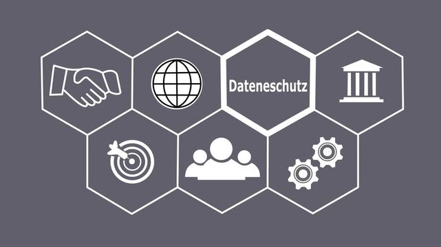 a Dateneschutz concept button on a futuristic. Abstract seamless animation of mesh glowing dots digital luxurious wave particles flows background. Motion of digital data flow.